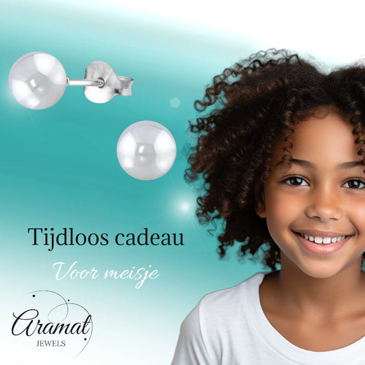 Light Gray Silver Earrings with 6mm Pearl