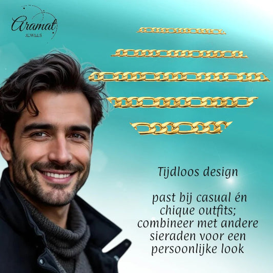 Gold-colored Steel Figaro Chain