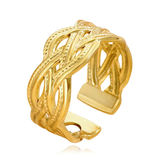 Verstelbare Open Ring RVS 10mm – Keltisch Gevlochten Zilver