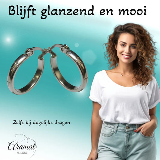 Oorringen – 20mm Creool Anker Motief RVS Zilverkleur Unisex
