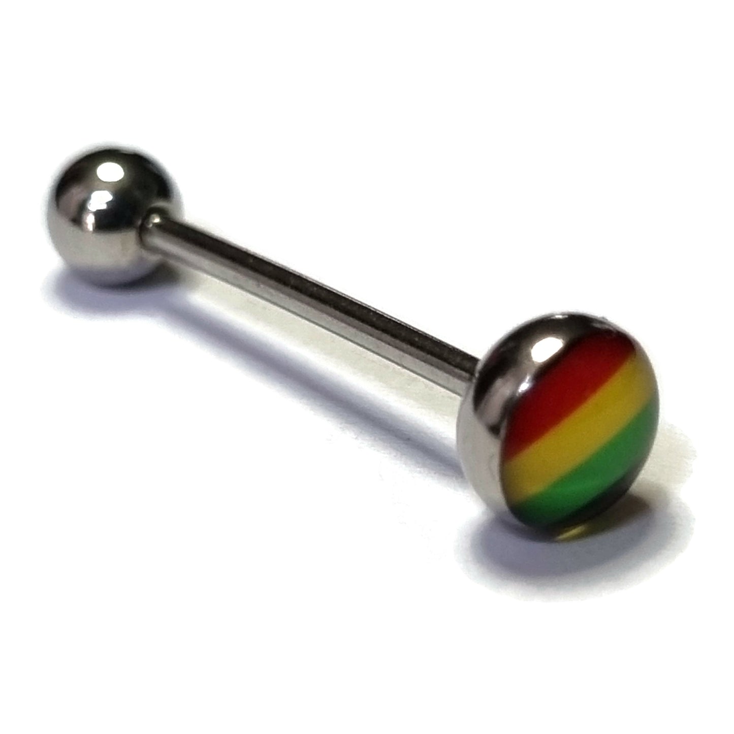 Chirurgisch Stalen Tongpiercing Rasta Unisex 1.6mm 19mm 8720157002277 acryl alles Aramat Jewels Barbell chirurgisch staal dames heren Piercings PVD Staal Tong tong90 tongpiercings Volwassenen Zonder_steen