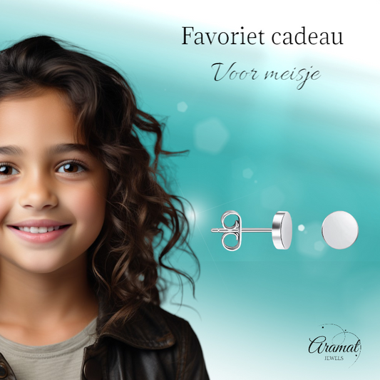 Silver-colored Round Stud Earrings Stainless Steel 5mm