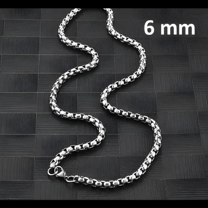 Aramat Jewels silver-colored stainless steel 6mm chunky jasseron chain necklace for a unisex statement look.