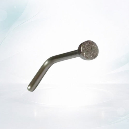 Aramat Jewels silver-tone steel L-shaped nose piercing with a 2mm sandblasted round end.