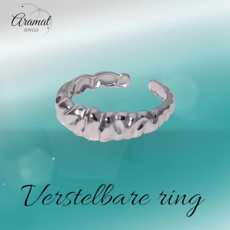 Damesring Verstelbaar β Open Ring met Motief β One Size - ring341 - 73884 - Ringen kopen# - Zilverkleur - alles - boho