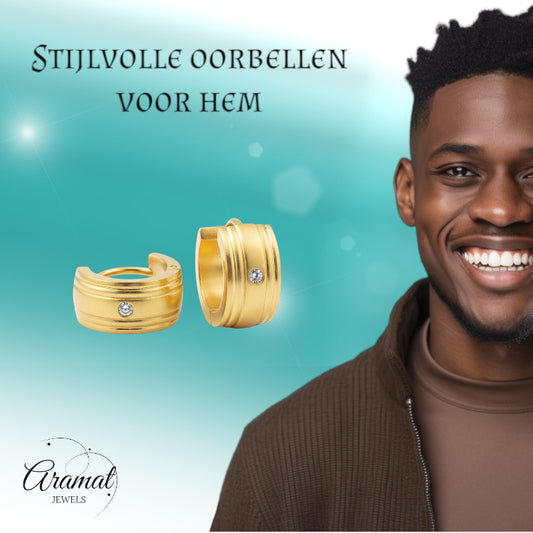 Gold Earrings with Zirconia Stone