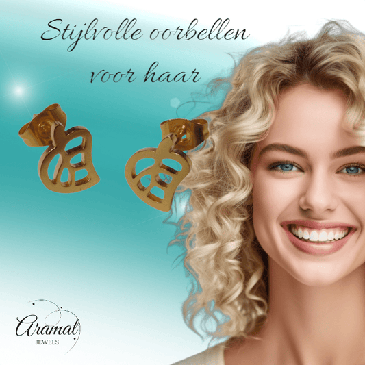Goudkleurige blad oorbellen 10×8 mm - oor2756 - XE70456 - Oorbellen kopen# - 10mm - alles - blad