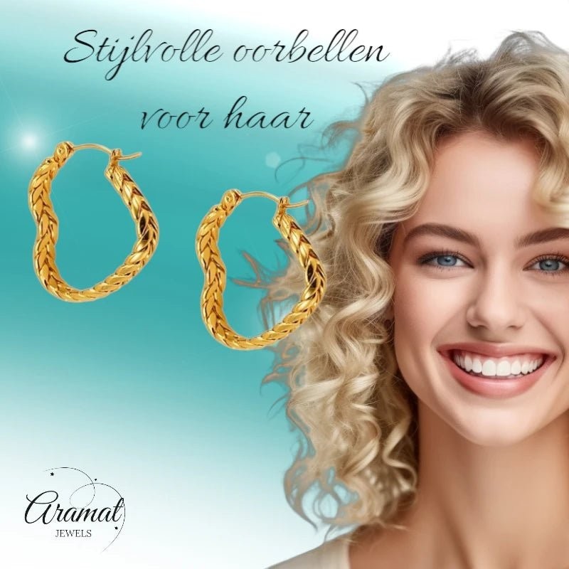 Goudkleurige Hart Oorringen 25mm - oor6307 - 558998 - Oorringen kopen# - 25mm - alles - cadeau