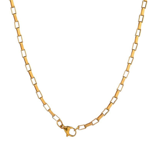 Goudkleurige Stalen Ketting rechthoekige schakel - Aramat Jewels - Halskettingen - cadeautip