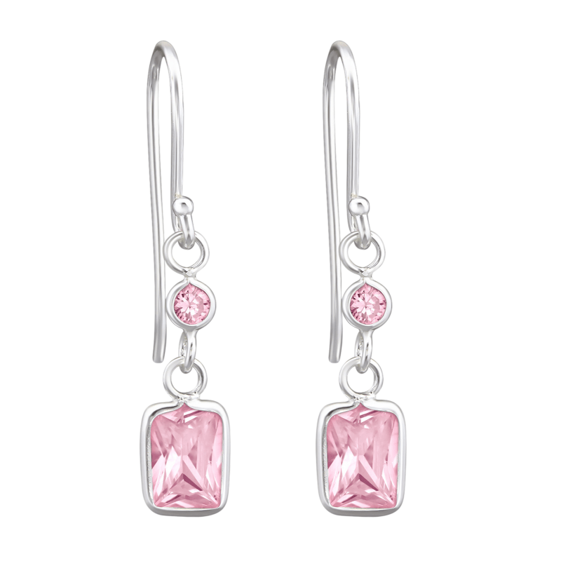 Kinder Oorhangers Roze Zirkonia - 925 Zilver - oor2465 - 27701 - Oorhangers kopen# - 25mm - 925 Zilver - alles