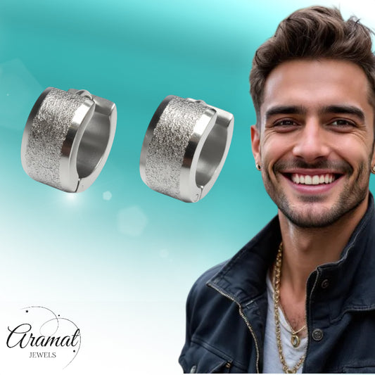 Luxury Sandblasted Stainless Steel Earrings by Aramat Jewels®