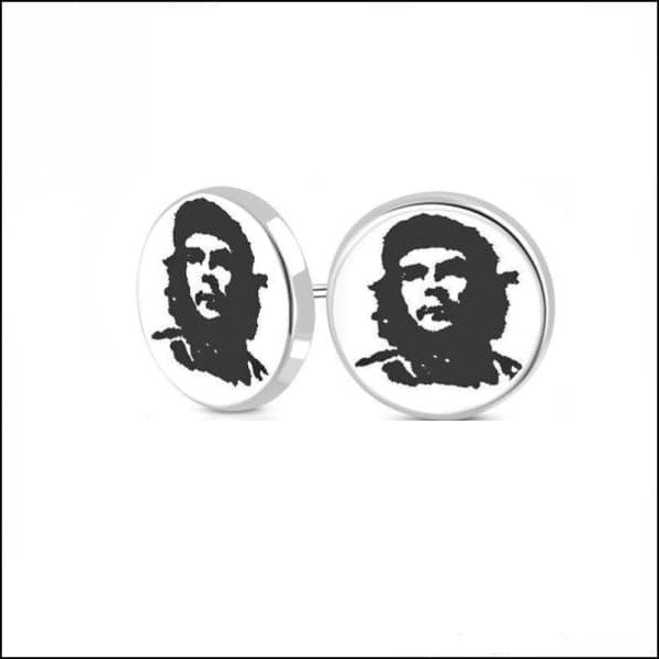 Stalen Ronde Oorstekers Met Che Guevara-portret Van Aramat Jewels®.