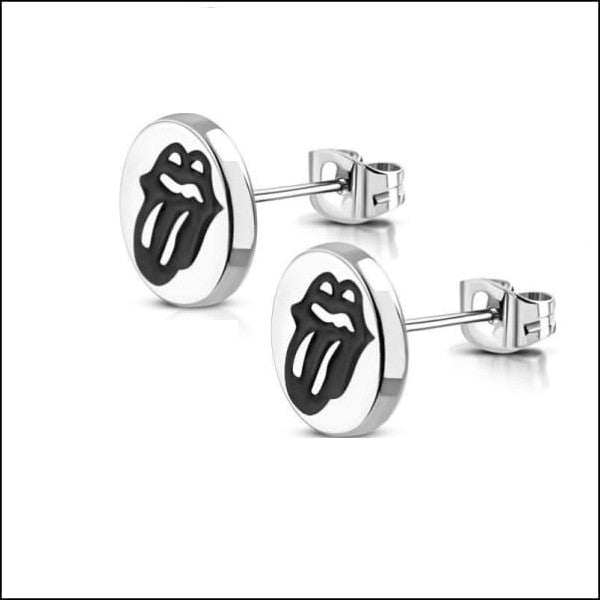 Stalen Ronde Oorstekers Van Aramat Jewels® Met Rolling Stones-design