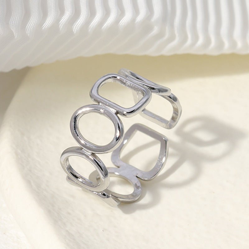 Open Ring met Ovale en Vierkante Schakels (Zilver - of Goudkleurig RVS) - Aramat Jewels - Ringen - cadeautip