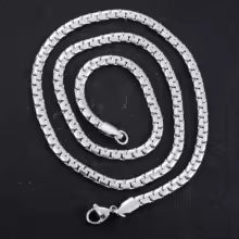 RVS platte kubus schakelketting zilverkleurig – 4 of 6 mm