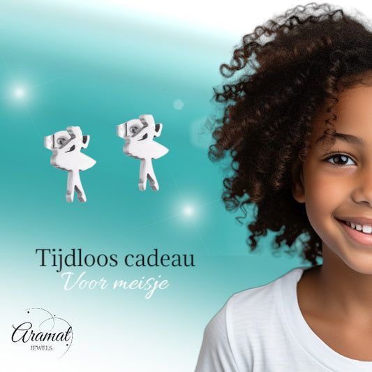 Ballerina Oorstekers RVS – Zilverkleur 10x6mm