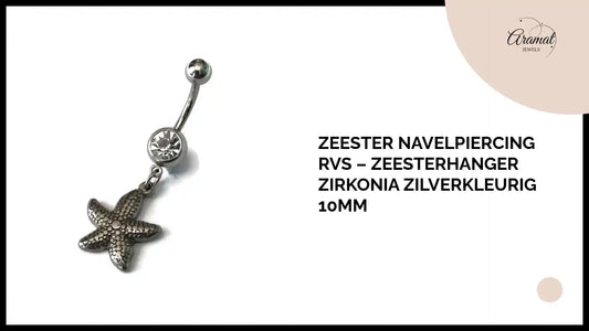 Zeester Navelpiercing RVS – Zeesterhanger Zirkonia Zilverkleurig 10mm by@Outfy