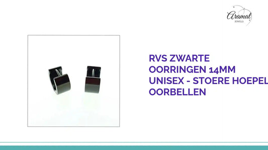 RVS Zwarte Oorringen 14mm Unisex - Stoere Hoepel Oorbellen by@Outfy