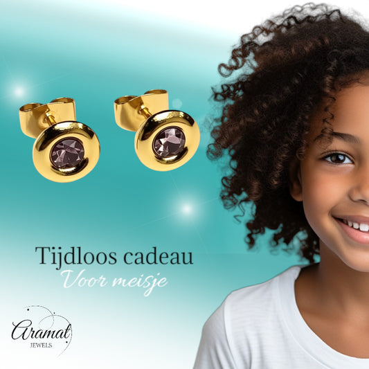 Pink Crystal Earrings 8mm