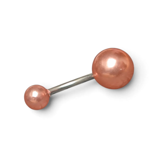 Stalen Navelpiercing Donkerroze Synthetische Parel – Zilverkleurig, Zonder Hanger
