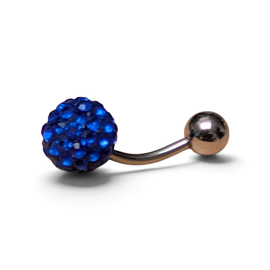 Elegant Dark Blue Crystal Belly Button Piercing