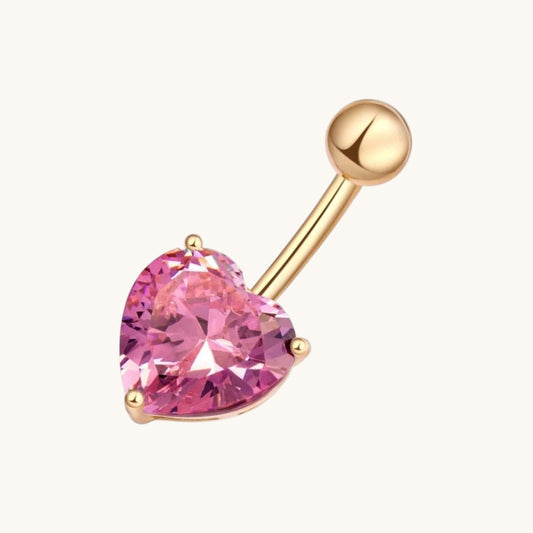 Roze Hart Navelpiercing met Zirkonia