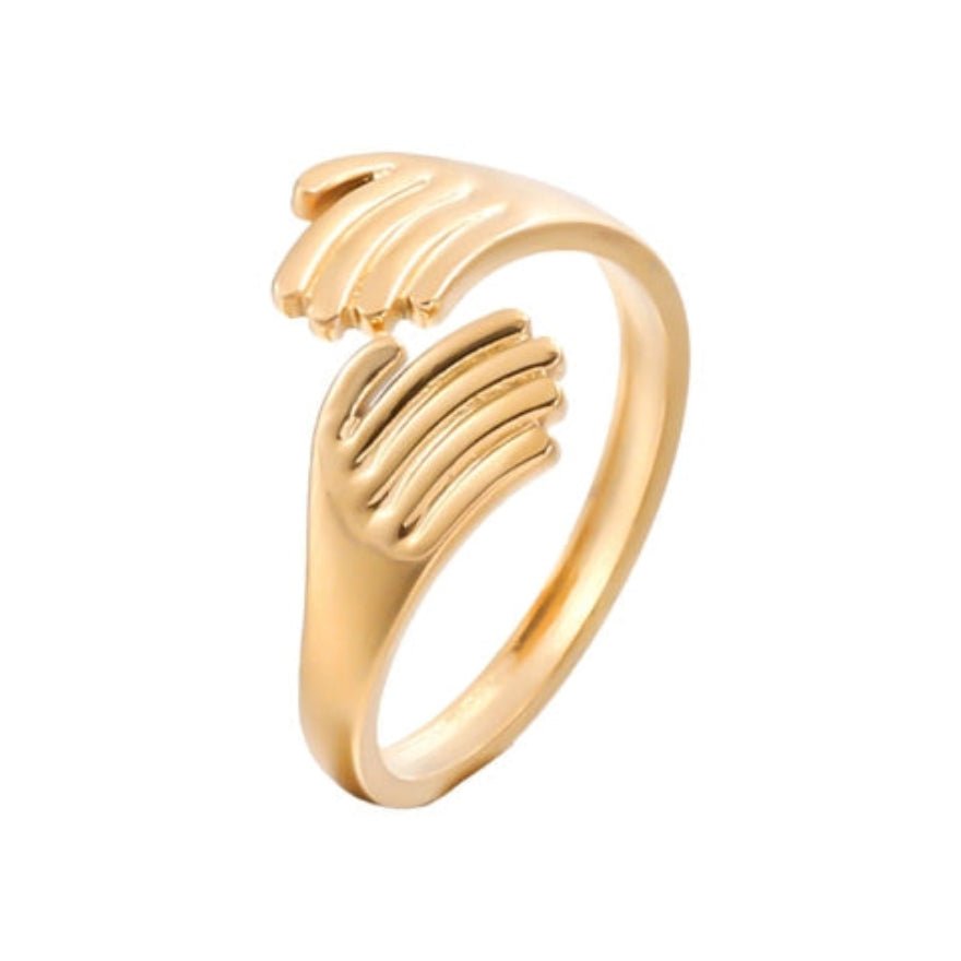 RVS Damesring Verstelbaar β 2 Handjes β One Size - Aramat Jewels - Ringen - cadeautip