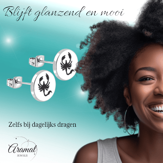 Schorpioen Oorbellen RVS Zilverkleurig – 10mm – Dieren & Horoscoop - oor2822 - tte563 - Oorbellen kopen# - 10mm - alles - cadeau