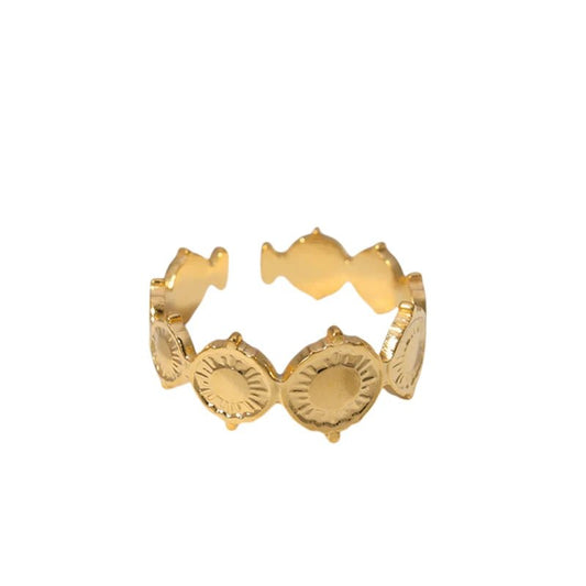 Stalen Verstelbare Ring - Bewerkte Cirkels - One Size - ring245 - 161624 - Ringen kopen
