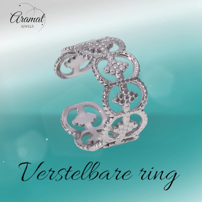 Stalen Verstelbare Ring - Polka Dot - 10mm Breed - ring248 - 161398 - Ringen kopen