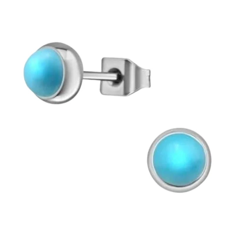 Turquoise Stalen Oorbellen – 5mm Zilverkleurig - oor1924 - 34482 - Oorbellen kopen# - 5mm - alles - blauw