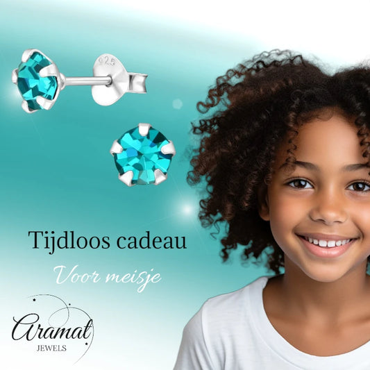 Sea Green Silver Earrings Zirconia