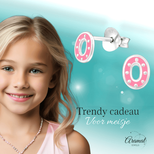 Zilveren ovale oorstekers met roze emaille – 6x5 mm - oor4744 - 30907 - Oorbellen kopen# - 6mm - 925 Zilver - alles