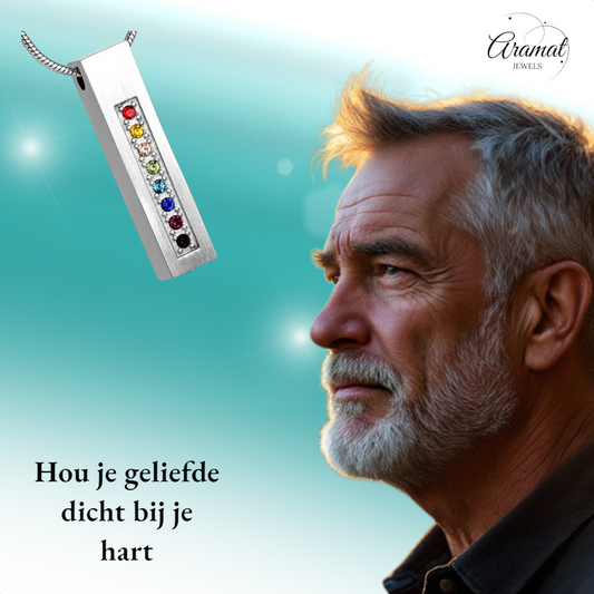 Cremation pendant tube multi-zirconia – silver color – 34mm