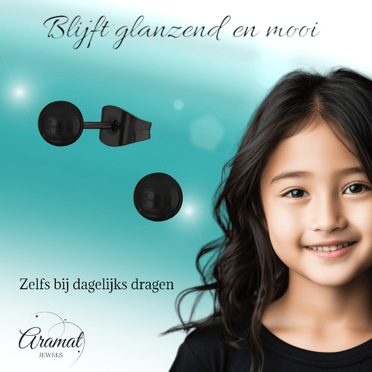 Zwarte Bolletjes Oorbellen 4mm - oor3313 - 13882 - Oorbellen kopen# - 4mm - alles - bolletjes