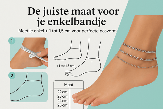 Enkelbandje maten meten – maattabel S t/m XL en meetinstructies – Aramat Jewels
