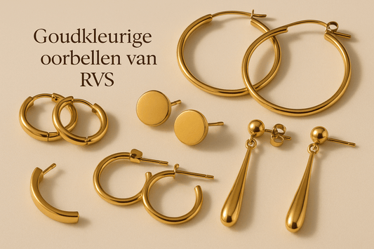 Goudkleurige oorbellen van RVS – Aramat Jewels