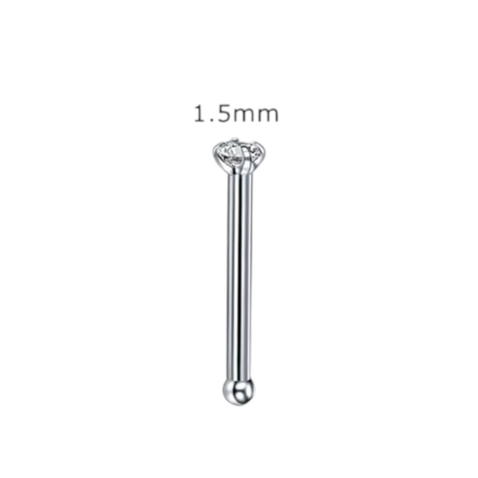 Piercing de nez droit en acier avec zircone ronde