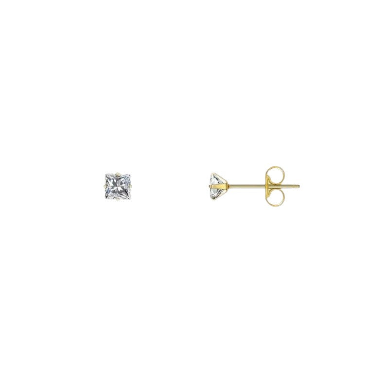 Boucles d'oreilles carrées transparentes en acier doré