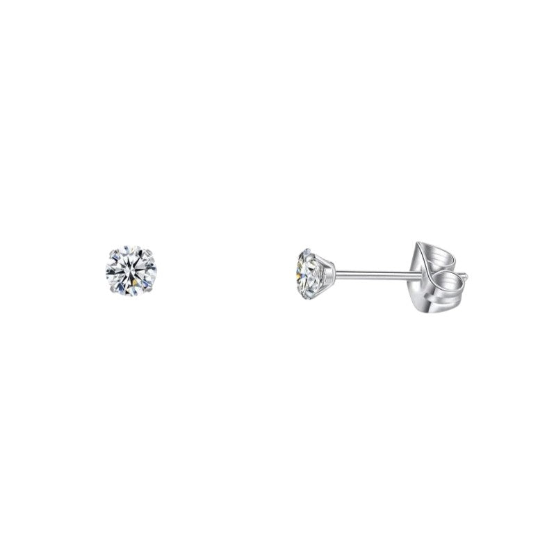 Boucles d'oreilles élégantes en titane avec zircon transparent