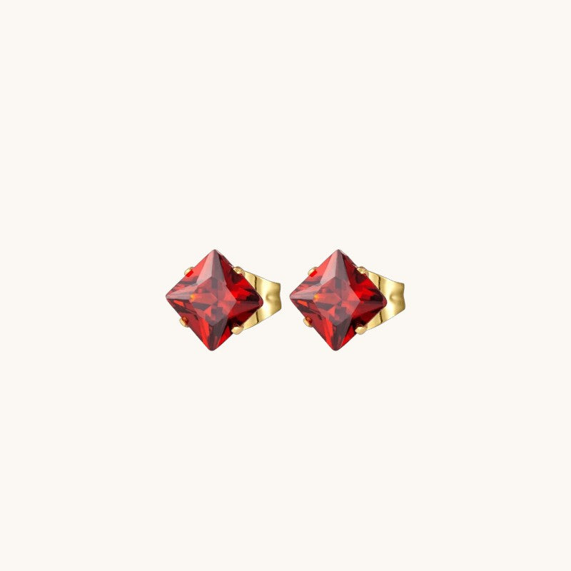 Boucles d'oreilles carrées en acier doré rouge