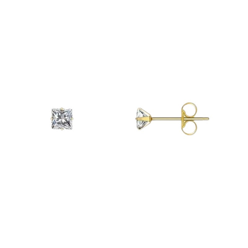 Boucles d'oreilles carrées transparentes en acier doré