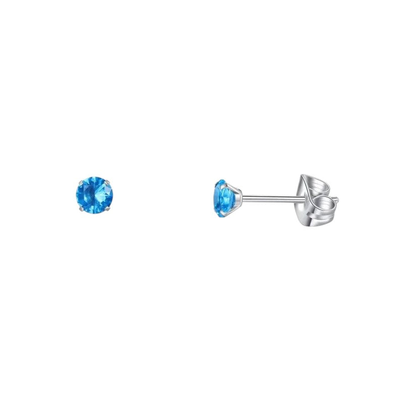 Boucles d'oreilles en titane - Zircon bleu clair