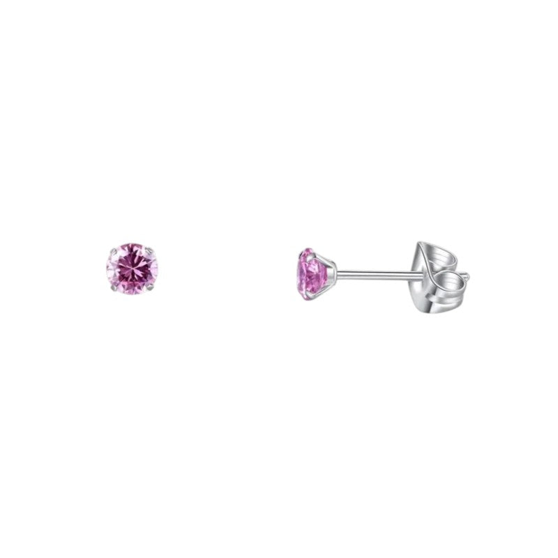 Boucles d'oreilles en titane avec zircon rose