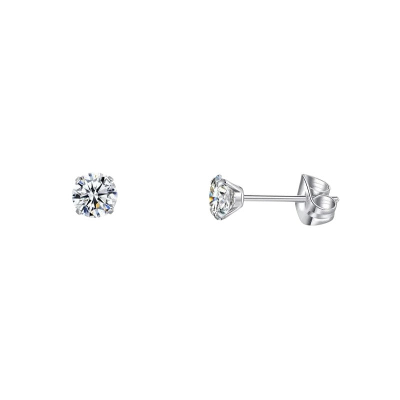 Boucles d'oreilles élégantes en titane avec zircon transparent
