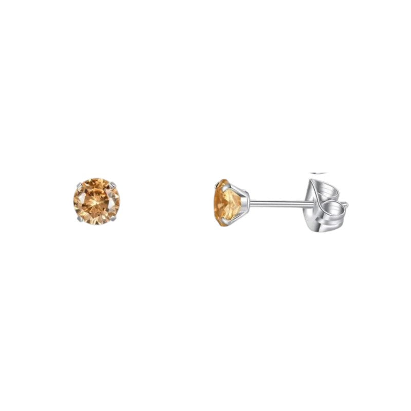 Boucles d'oreilles en titane et zircone champagne