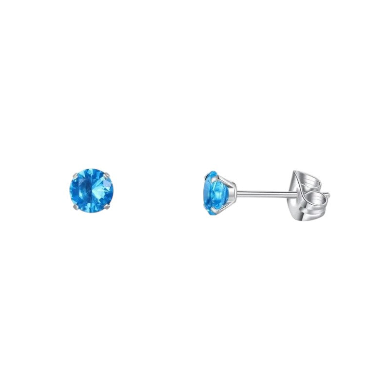 Boucles d'oreilles en titane - Zircon bleu clair