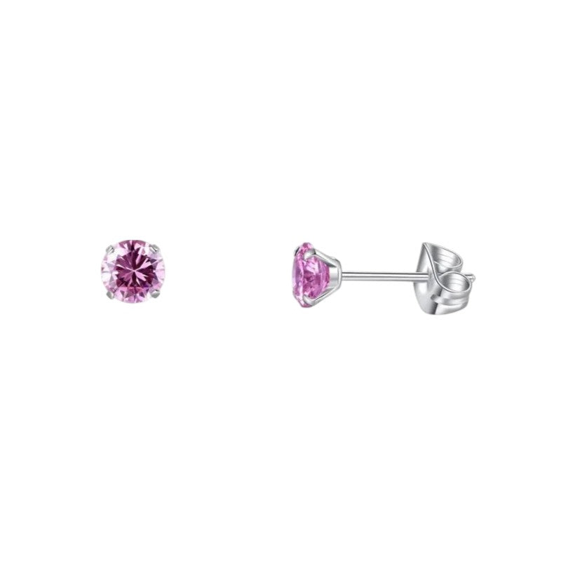 Boucles d'oreilles en titane avec zircon rose