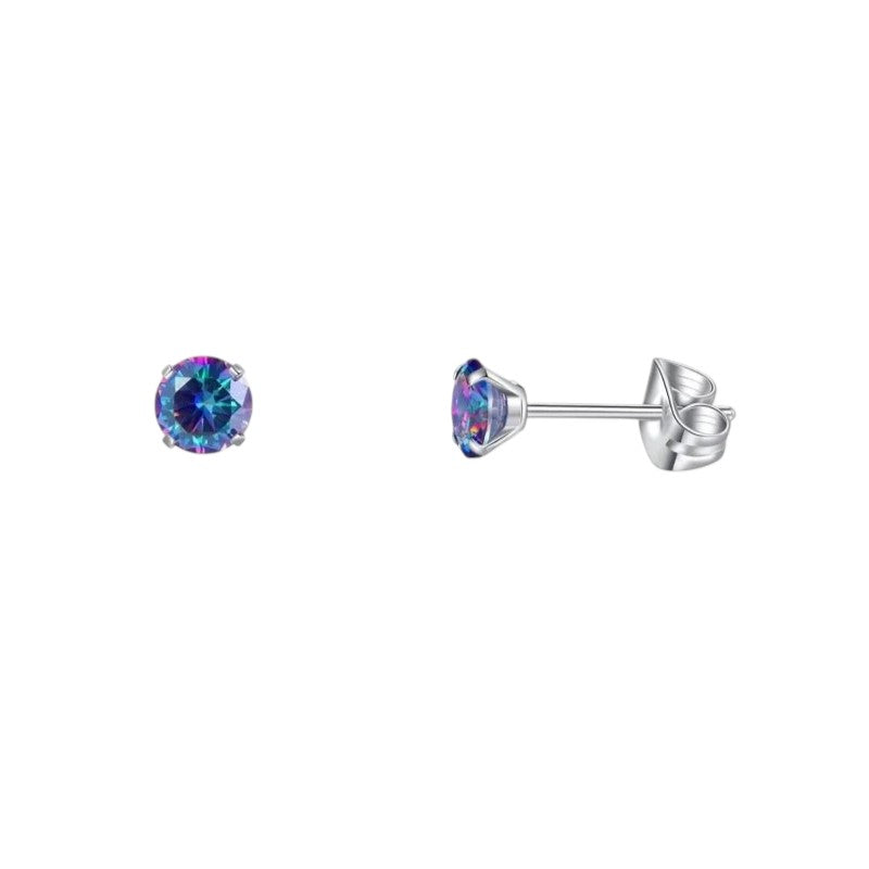 Titanium earrings multicolor zirconia