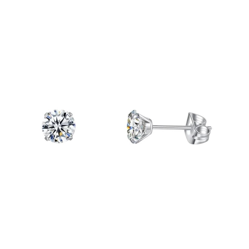 Boucles d'oreilles élégantes en titane avec zircon transparent
